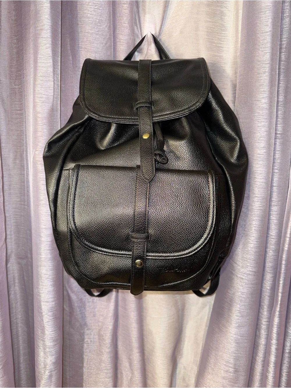 Bella Russo Black Faux Leather Backpack NWT